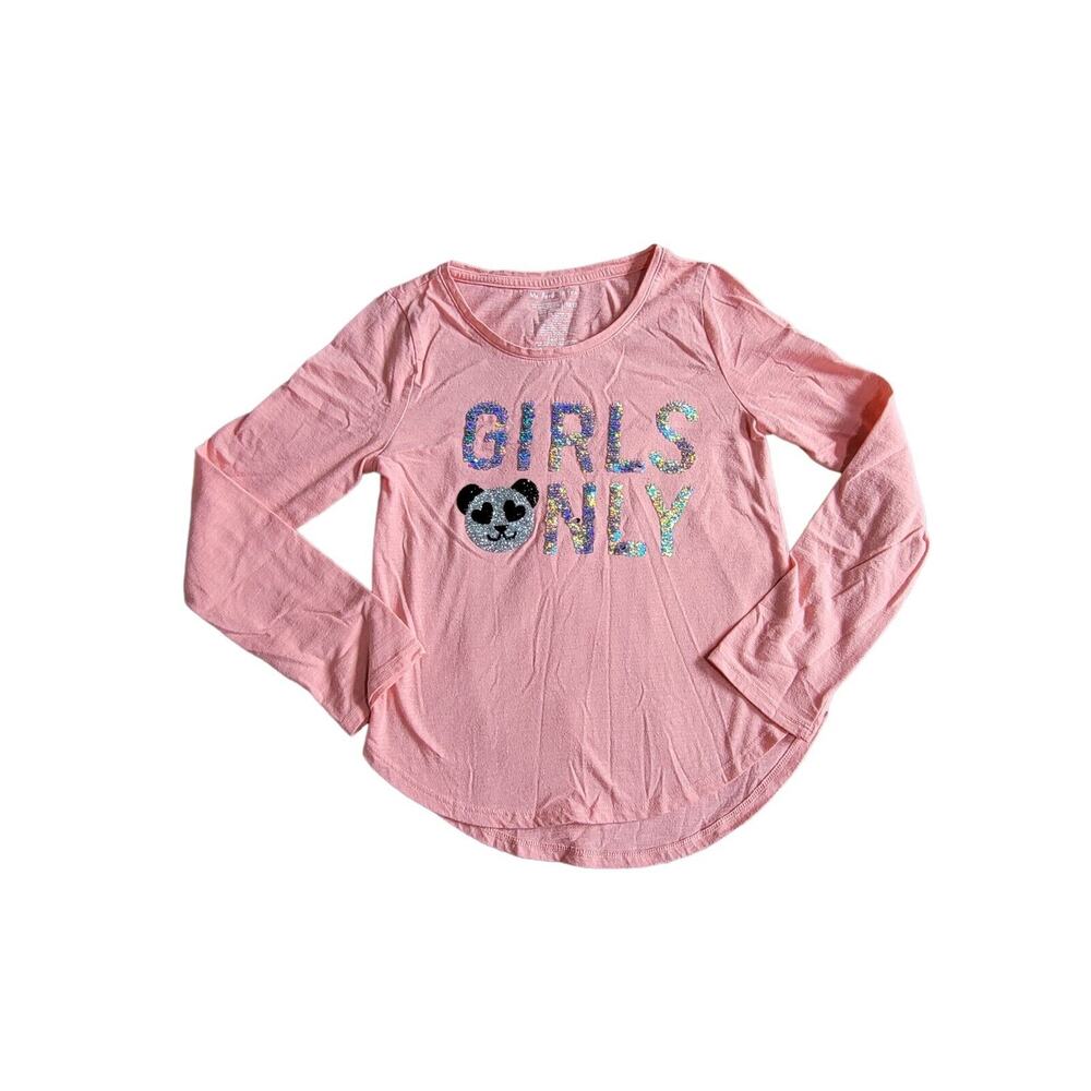 Members Mark Girls Sequined T-shirt Pink Bear Cotton Blend Tee Size 10/12